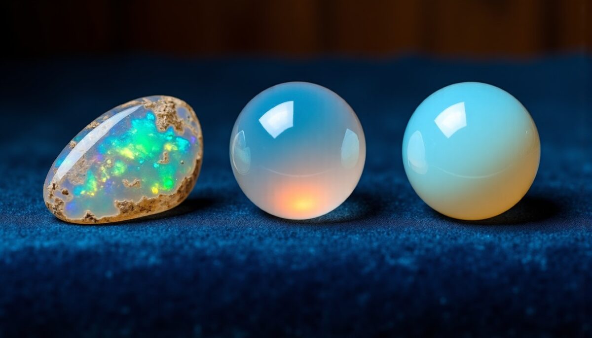 Opaline : différence entre opale naturelle, opalite synthétique et verre opalin
